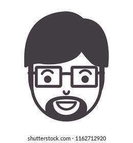 young man head with beard and glasses