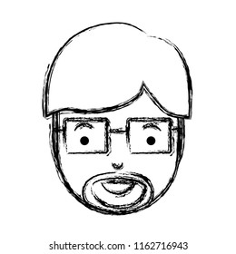 young man head with beard and glasses
