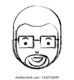 young man head with beard and glasses