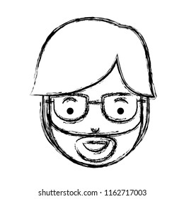young man head with beard and glasses