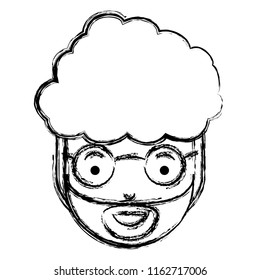 young man head with beard and glasses