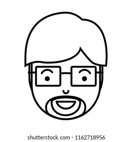 young man head with beard and glasses
