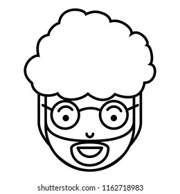 young man head with beard and glasses