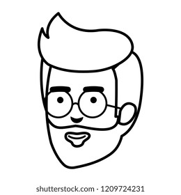 young man head with beard and glasses