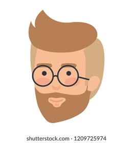 young man head with beard and glasses