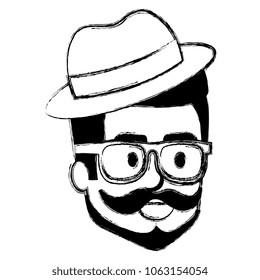 young man head with beard and hat avatar character