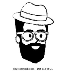 young man head with beard and hat avatar character