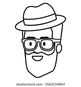 young man head with beard and hat avatar character