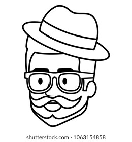 young man head with beard and hat avatar character