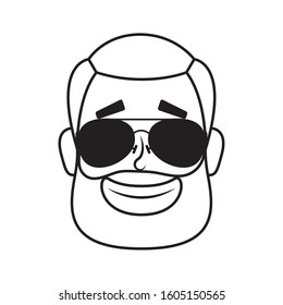 young man head with beard and sunglasses vector illustration design