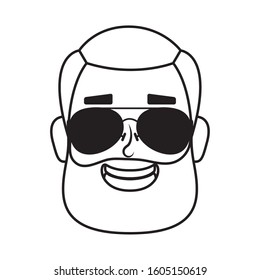 young man head with beard and sunglasses vector illustration design