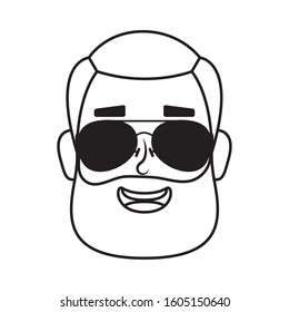 young man head with beard and sunglasses vector illustration design