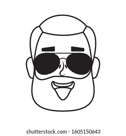 young man head with beard and sunglasses vector illustration design