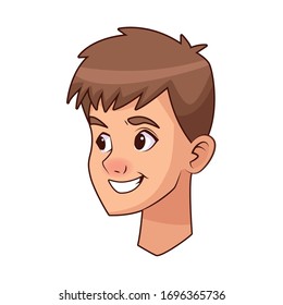 young man head character icon vector illustration design