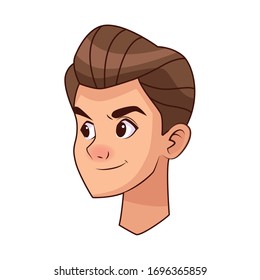 young man head character icon vector illustration design