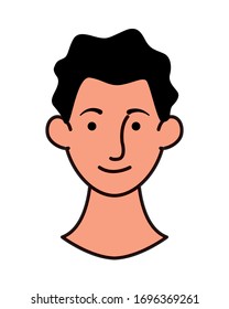 young man head character icon vector illustration design