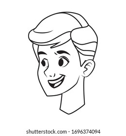 young man head character icon vector illustration design
