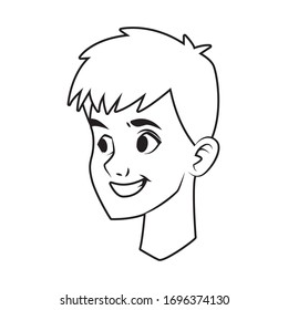 young man head character icon vector illustration design