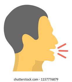 
Young man head with coughing symbol 
