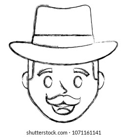 young man head with elegant hat avatar character