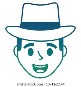 young man head with elegant hat avatar character