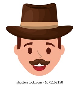 young man head with elegant hat avatar character