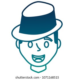 young man head with elegant hat avatar character