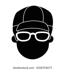 young man head with glasses avatar character