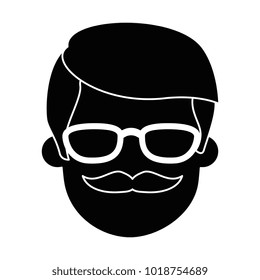 young man head with glasses avatar character