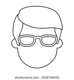 young man head with glasses avatar character