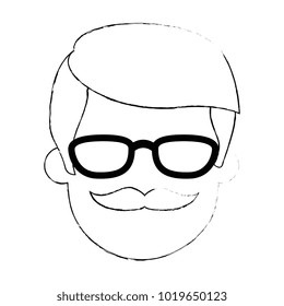 young man head with glasses avatar character