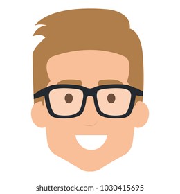 young man head with glasses avatar character