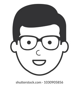 young man head with glasses avatar character