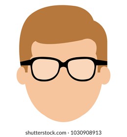 young man head with glasses avatar character