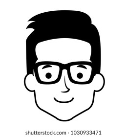 young man head with glasses avatar character