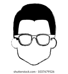 young man head with glasses avatar character