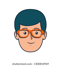 young man head with glasses avatar character