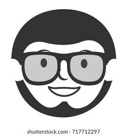 young man head with glasses avatar character