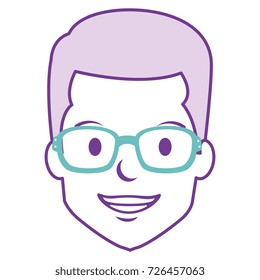 young man head with glasses avatar character