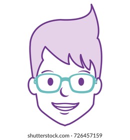 young man head with glasses avatar character