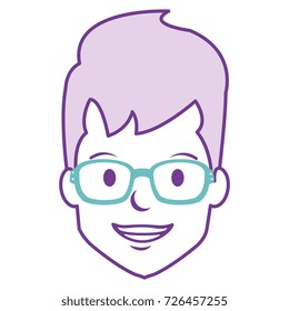 young man head with glasses avatar character