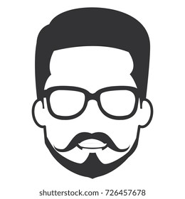 young man head with glasses avatar character
