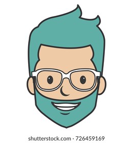 young man head with glasses avatar character