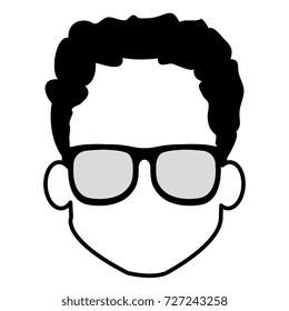 young man head with glasses avatar character