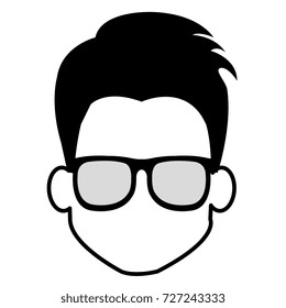 young man head with glasses avatar character
