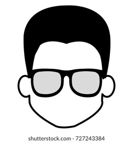 young man head with glasses avatar character