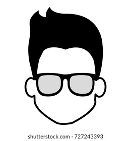 young man head with glasses avatar character