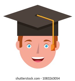 young man head with graduation hat