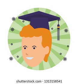 young man head graduation hat spark