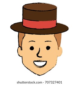 young man head with hat avatar character
